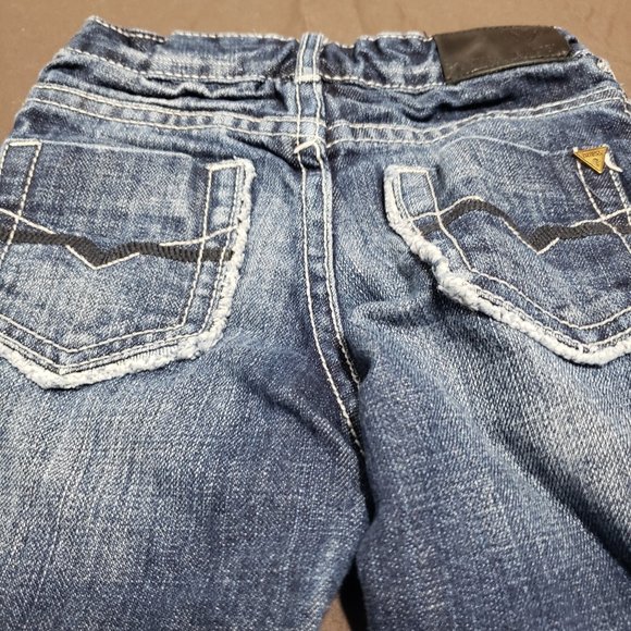 Guess Denim Jeans Dark Blue Distressed Knees Adjustable Waist Size 18 Months - Picture 4 of 7